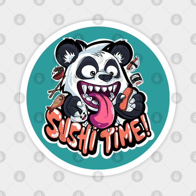 Sushi Time Panda - Funny Restaurant Panda Magnet by Gustafson Designs